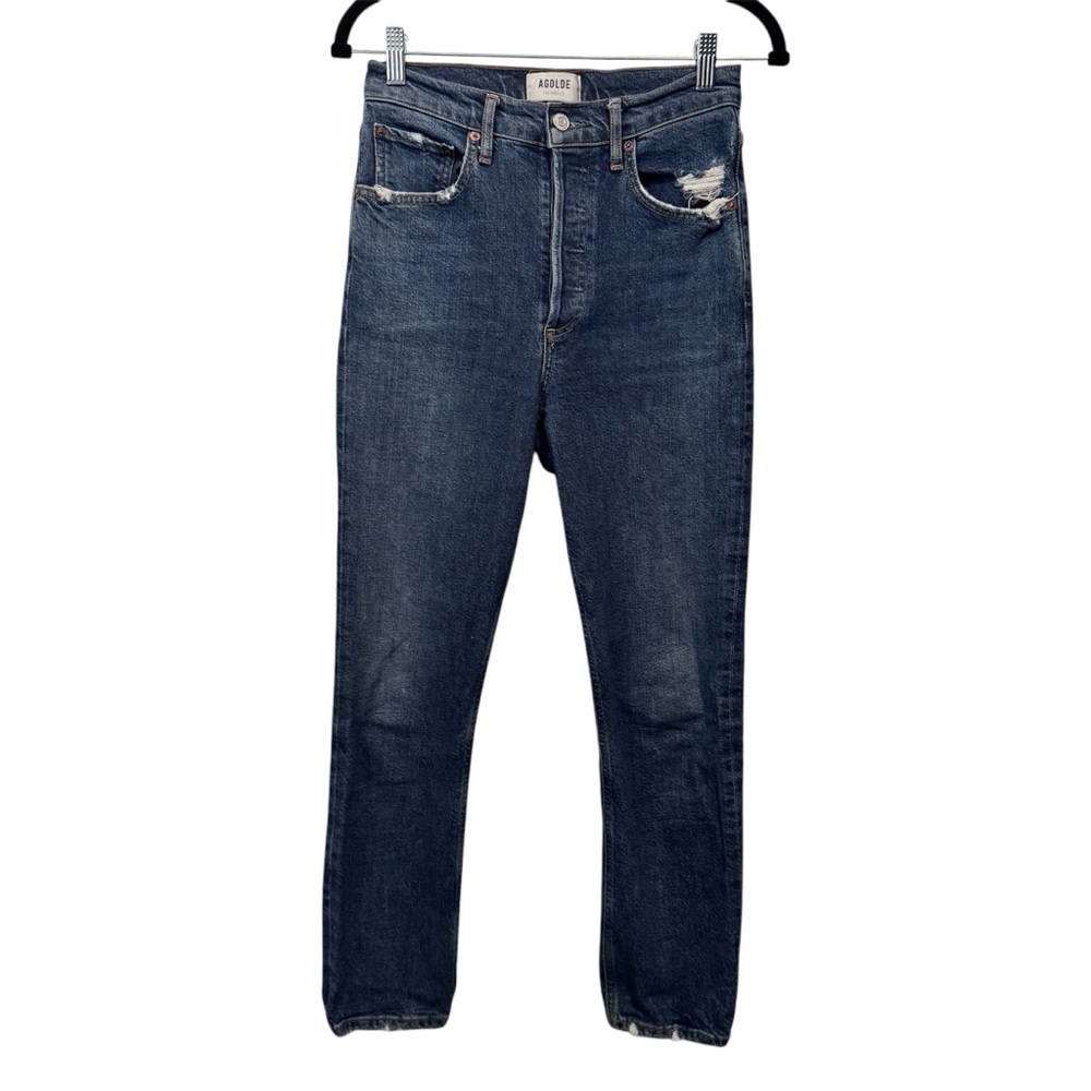 AGOLDE Womens Riley High Rise Straight Crop Jeans Dark Wash 26